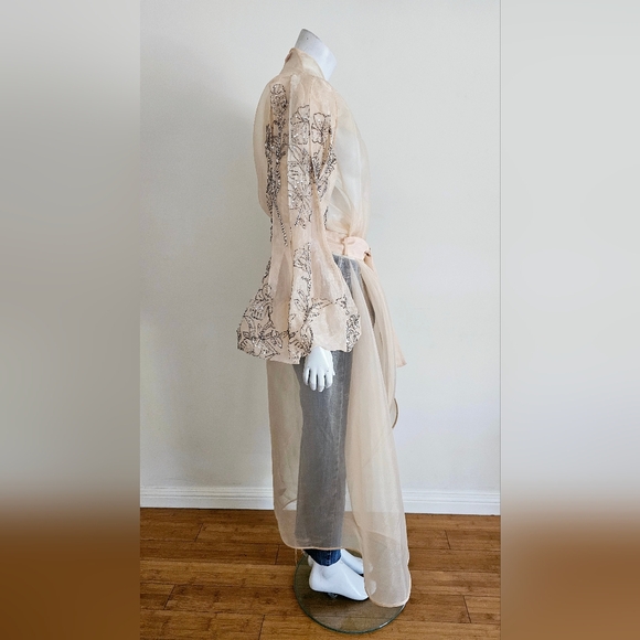 Not So Serious Kimono Embellished Sheer Duster Top Anthropologie - Picture 8 of 11